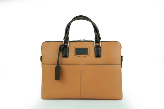 Brown Signature Leather Laptop Briefcase — Limited Edition 15″