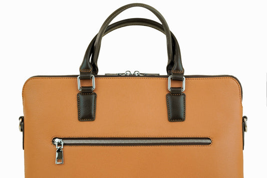 Brown Signature Leather Laptop Briefcase — Limited Edition 15″
