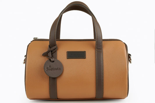 Avercara Brown Signature Leather Mini Duffel — Limited Edition 10"