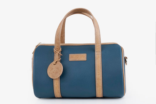 Duck Blue & Saddle Signature Leather Mini Duffel — Limited Edition 10"