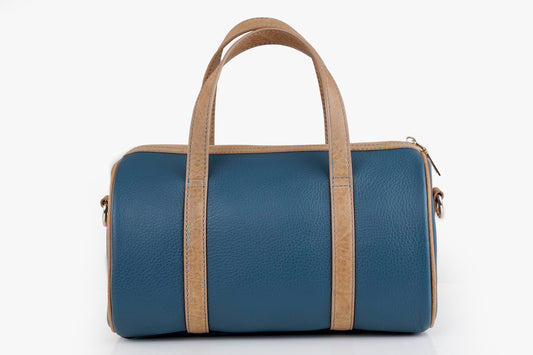 Duck Blue & Saddle Signature Leather Mini Duffel — Limited Edition 10"
