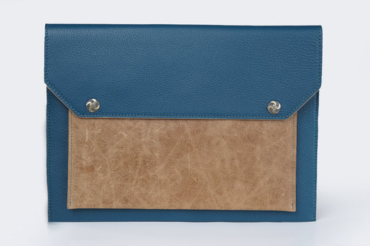 Duck Blue & Saddle Signature Leather File Folder — Limited Edition 13.5"
