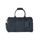 jet black leather weekender duffel (16.5 inch) with black trim and silver-tone hardware