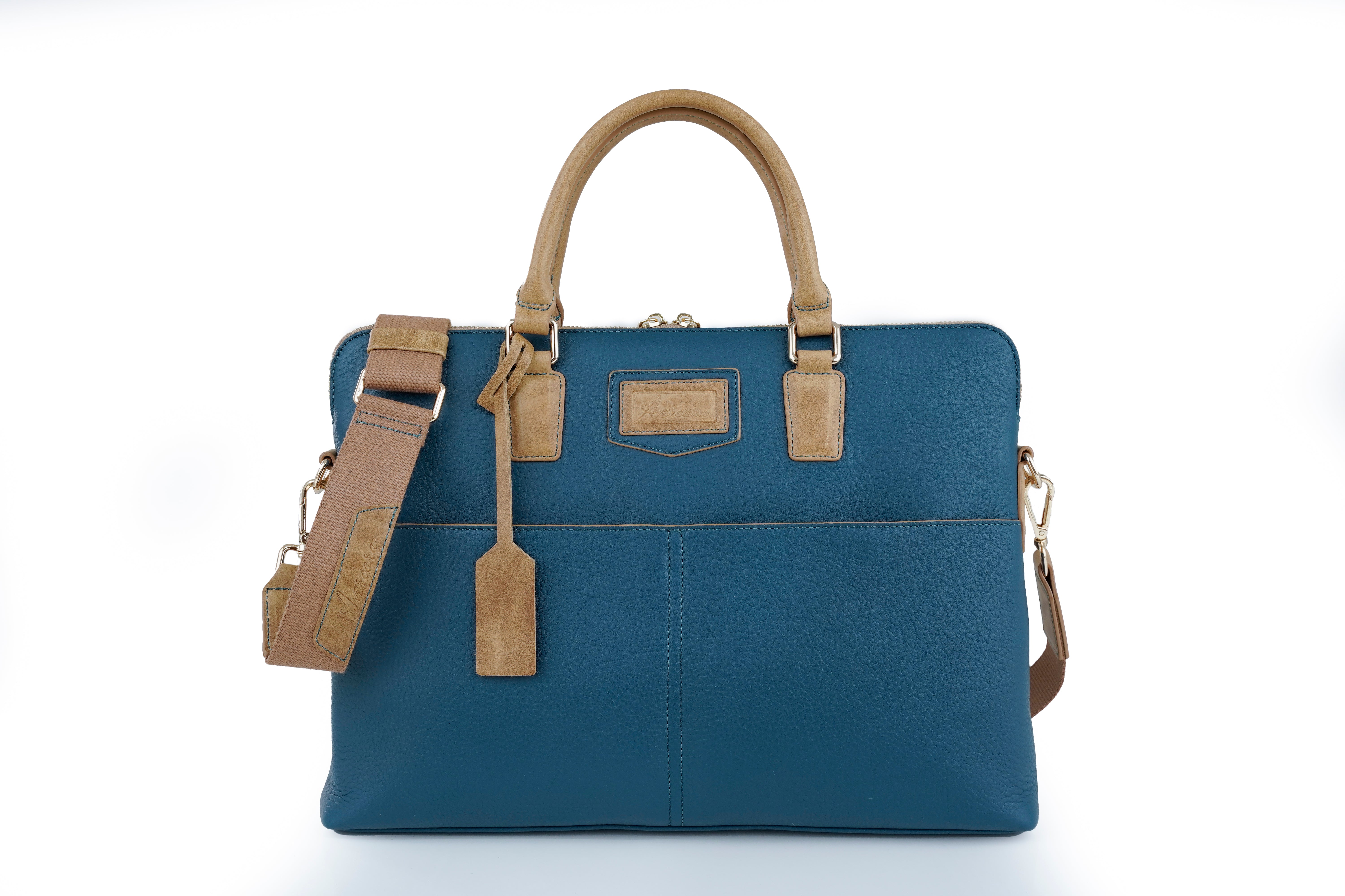 Duck Blue Leather Laptop Briefcase 15″ | Avercara – Avercara US