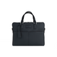 jet black 15 inch leather laptop briefcase with silver-tone hardware and front slip pockets