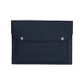 jet black 13.5 inch leather file folder with brass-tone hardware and front button pocket
