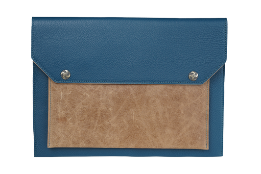 Duck Blue & Saddle Signature Leather File Folder — Limited Edition 13.5"